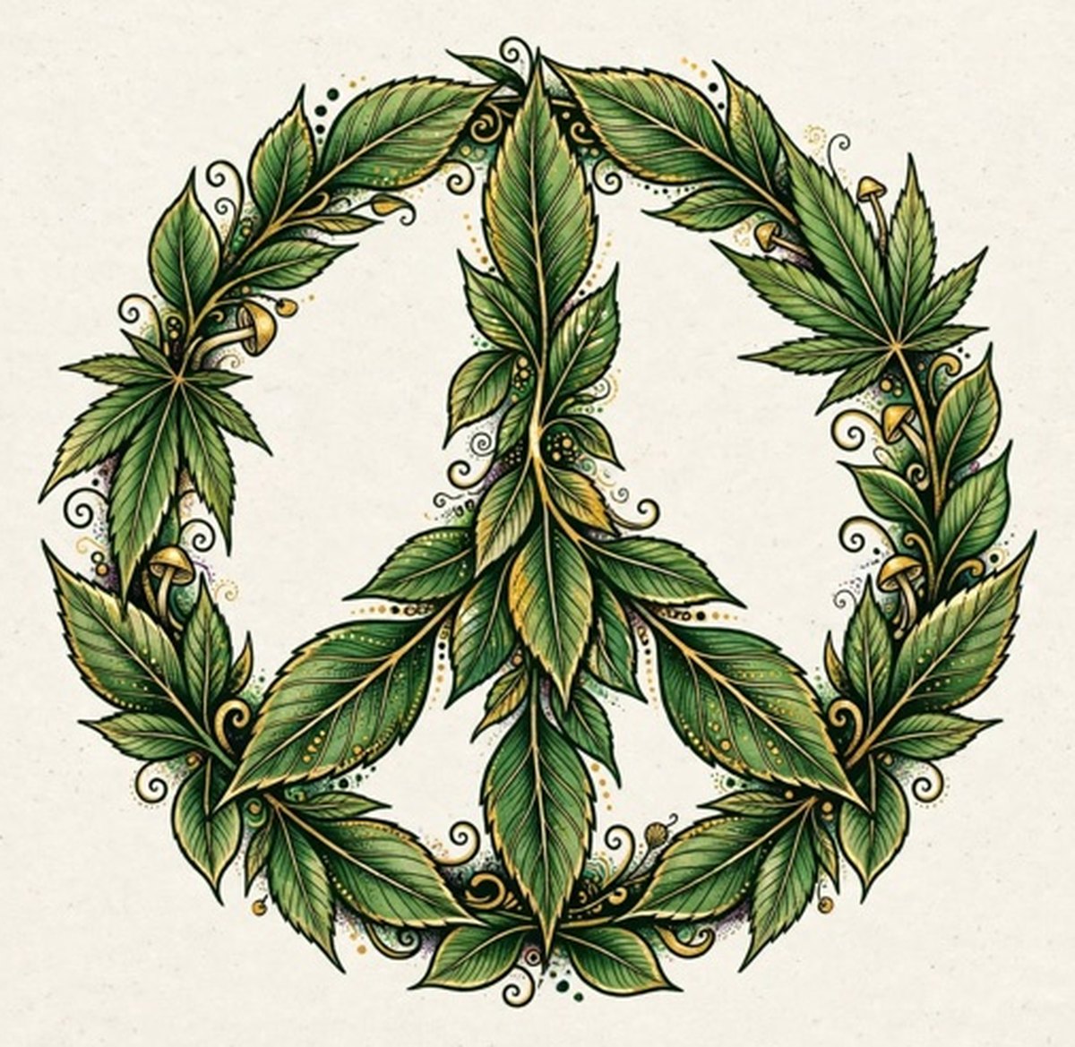 Знак мира из листьев
