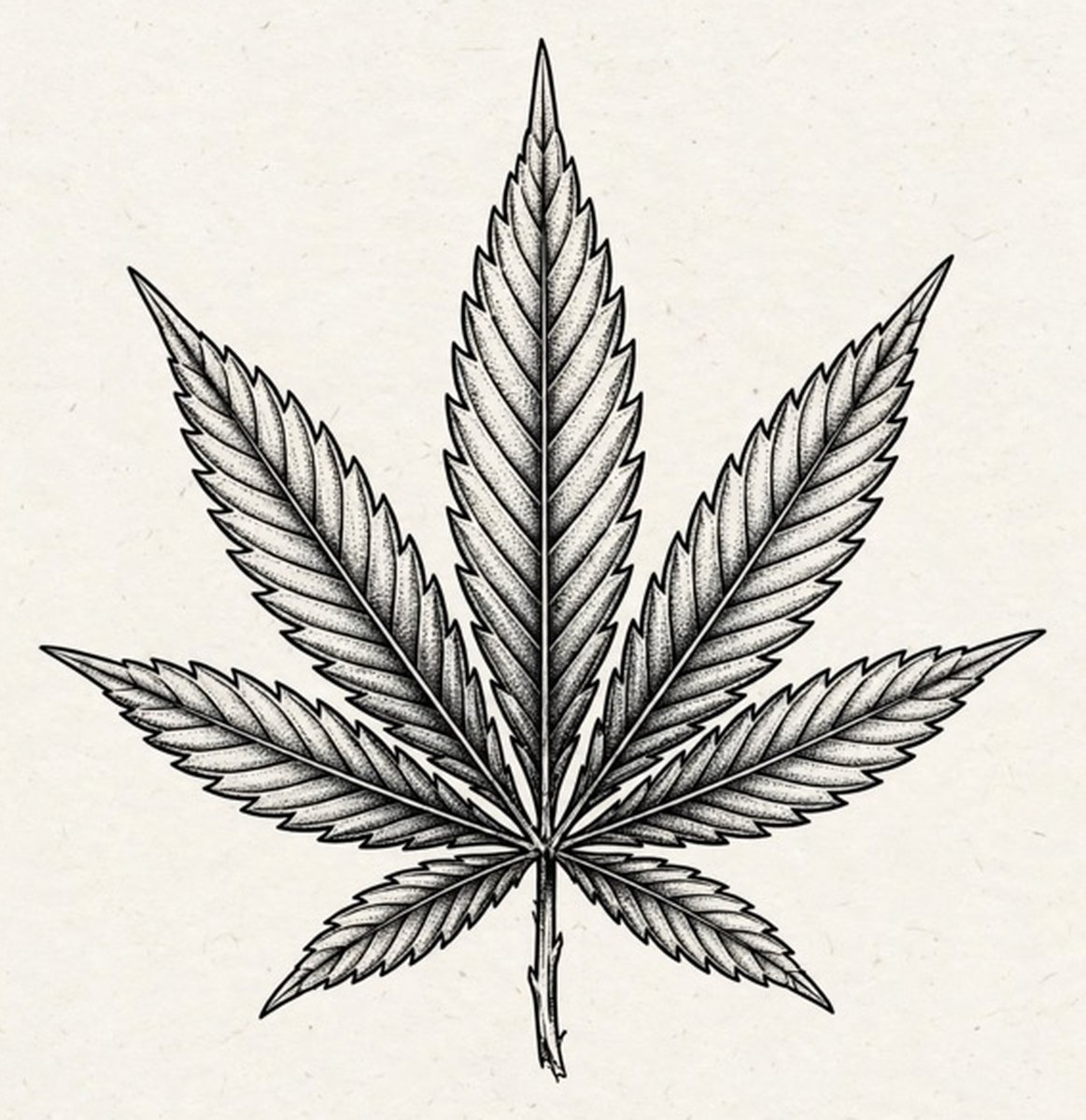 Black & Grey Cannabis Leaf
